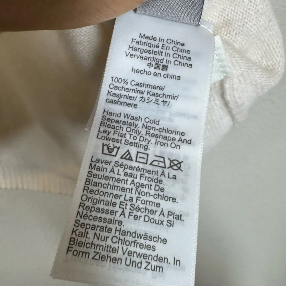 J Crew 100% Cashmere Relaxed T Shirt Short Sleeve Sweater Cream Medium BG648
